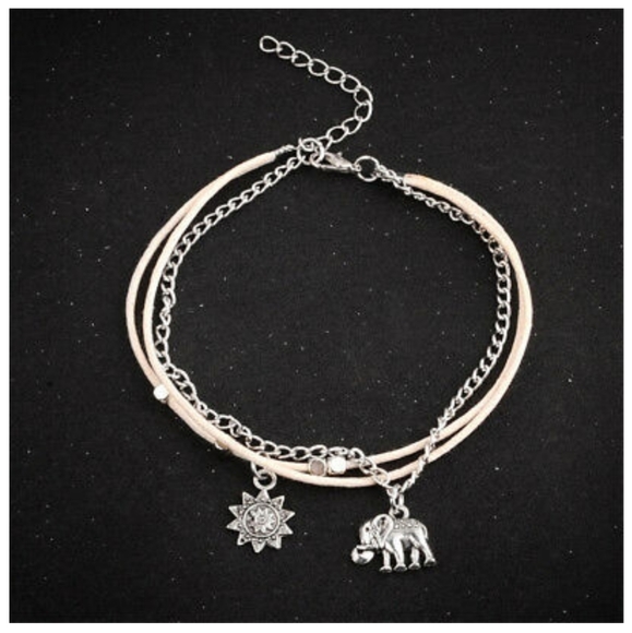 ELEPHANT FLOWER CHARM ANKLET - Picture 2 of 6